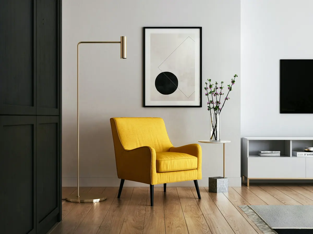 Detaliu de mobilier realizat în tonuri naturale